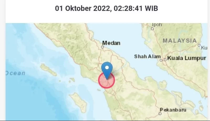 Gempa M 6 Guncang Tapanuli Utara Sumut, Berpusat di Darat