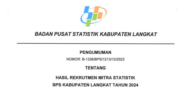1053 Orang Terpilih jadi Mitra BPS 2024 Kabupaten Langkat, Belum Tentu Bekerja
