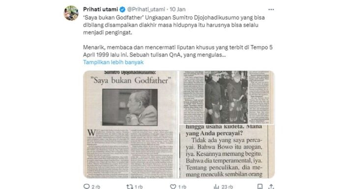 Wawancara Majalah Tempo dengan Ayah Prabowo Akui Anaknya Arogan