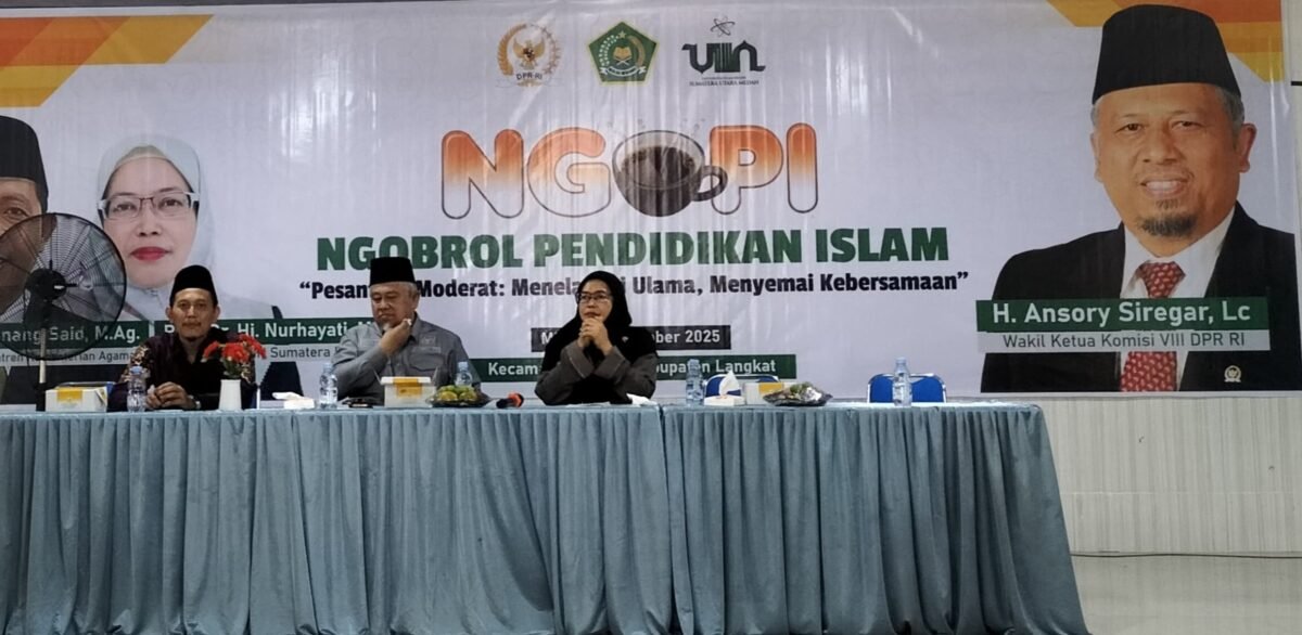 Kegiatan NGOPI bersama DPR RI Komisi VIII, UIN SU dan Kemenag RI di gedung Pegnasos Stabat, Ahad (12/10). Foto: Anshar/Langkatoday