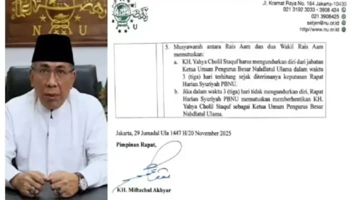 Gejolak Internal PBNU Memanas, Syuriyah Terbitkan Surat Pemberhentian Gus Yahya