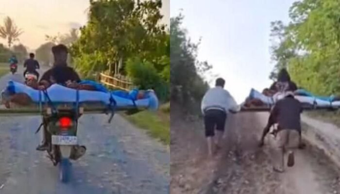 Kisah Haru… Suami Bawa Jasad Istri Pakai Motor, Lewati Jalan Rusak Parah