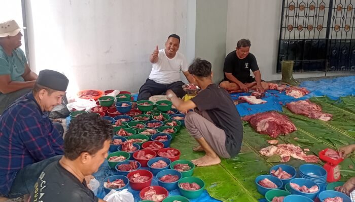 Wujud Kepedulian Sosial, Adi Pardede Bagikan Daging Kurban untuk Warga Perdamaian