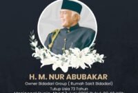 Owner Bidadari Group, H. M. Nur Abu Bakar Wafat di Usia 72 Tahun
