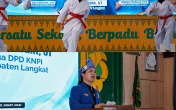 Karateka Muda LEMKARI Langkat Binaan KNPI Tampil Memukau, Meriahkan Pelantikan DPD KNPI Kabupaten Langkat