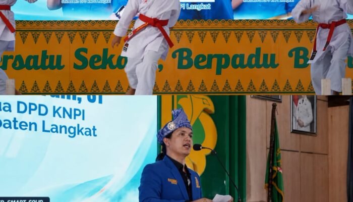 Karateka Muda LEMKARI Langkat Binaan KNPI Tampil Memukau, Meriahkan Pelantikan DPD KNPI Kabupaten Langkat