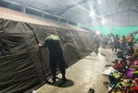 405 jiwa pengungsi erupsi Gunung Sinabung masih berada di Posko Pengungsian Jambur Arih Ersada, Desa Sukatepu./dok.BNPB/Polindo