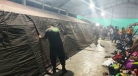 405 jiwa pengungsi erupsi Gunung Sinabung masih berada di Posko Pengungsian Jambur Arih Ersada, Desa Sukatepu./dok.BNPB/Polindo