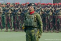 Panglima Komando Gabungan Wilayah Pertahanan III (Pangkogabwilhan III) Letjen Lucky Avianto menjadi komandan upacara HUT ke-81 TNI, Senin (5/10) | Foto: Tangkapan Layar YT Sekretarian Presiden