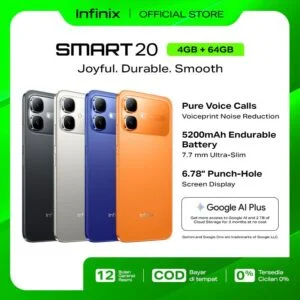 Infinix Smart 20 4/64GB – Up to 8GB Extended RAM – Mediatek Helio G81 – 6.78” – 8MP – 5200 mAh – IP64